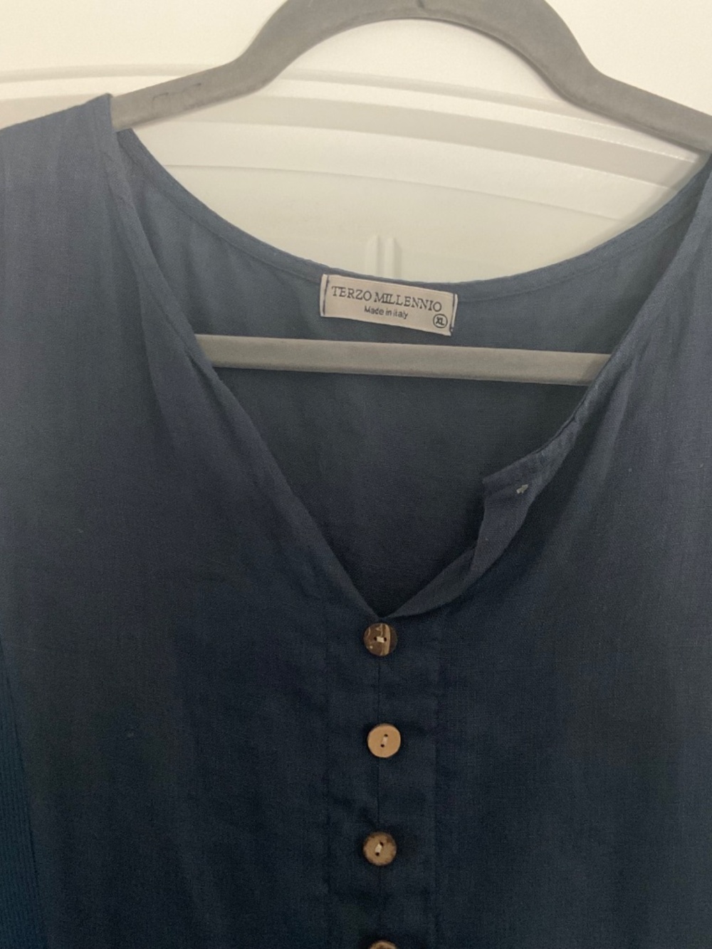 Terzo Millenio Navy Blue Linen Dress - Picture 2 of 4